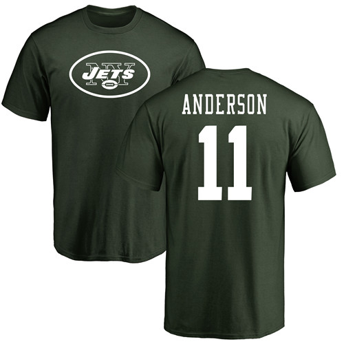 New York Jets Men Green Robby Anderson Name and Number Logo NFL Football 11 T Shirt